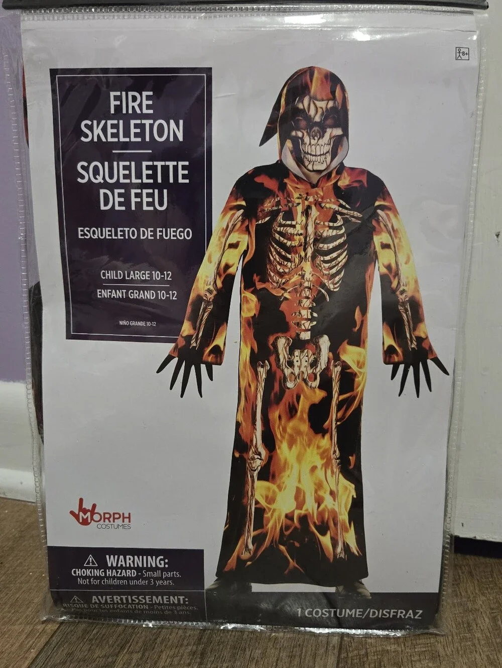 Fire Skeleton Kids Costume - Black & Orange